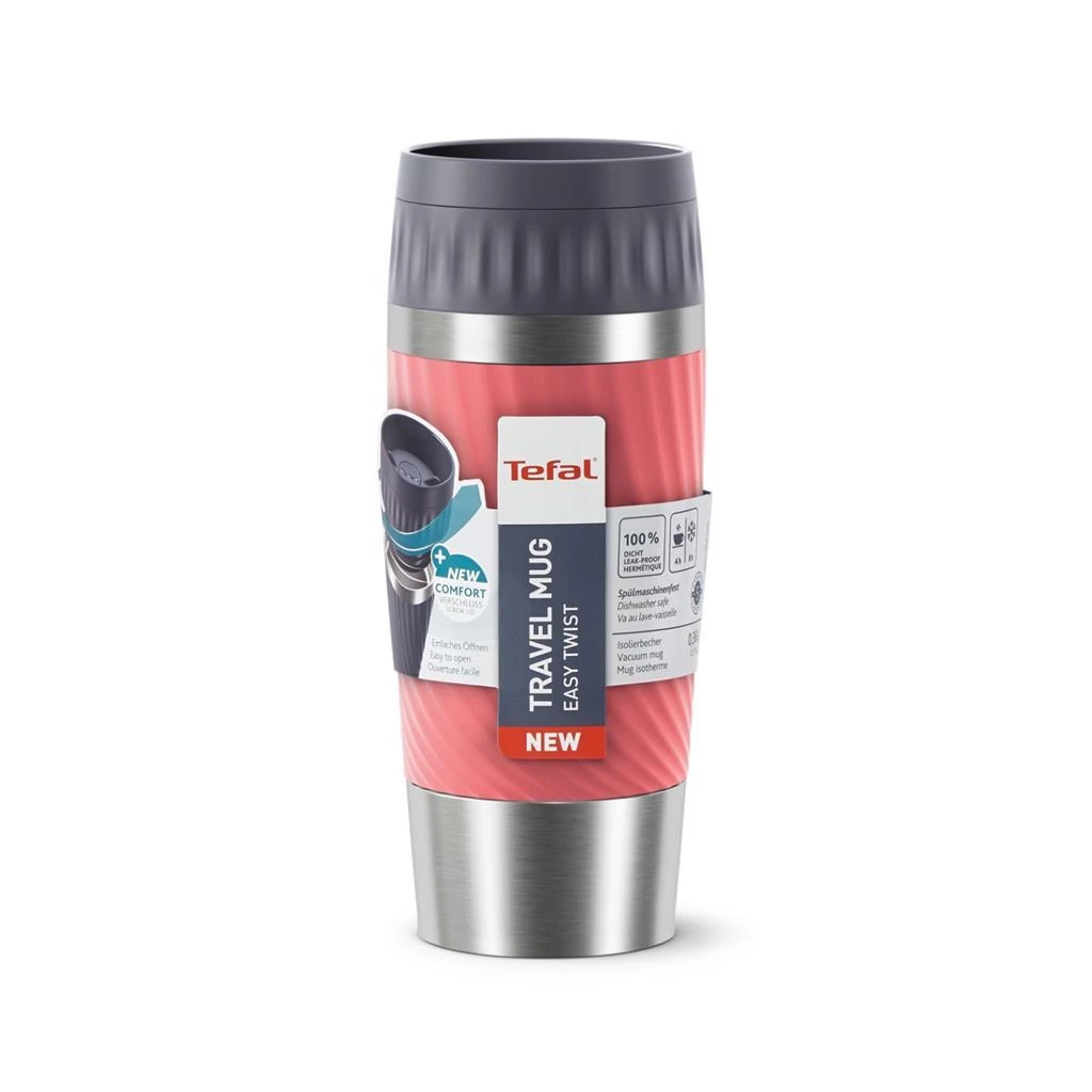 Tefal Travel Mug Easytwist Isoleerbeker 0.36L Koraalrood 4 Tefal Travel Mug Easytwist Isoleerbeker 0.36L Koraalrood - Afbeelding 2